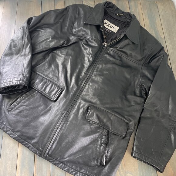 M. Julian Wilson’s Leather Thinsulate Black Jacket Winter Coat Men’s Large (IN) - Picture 1 of 11